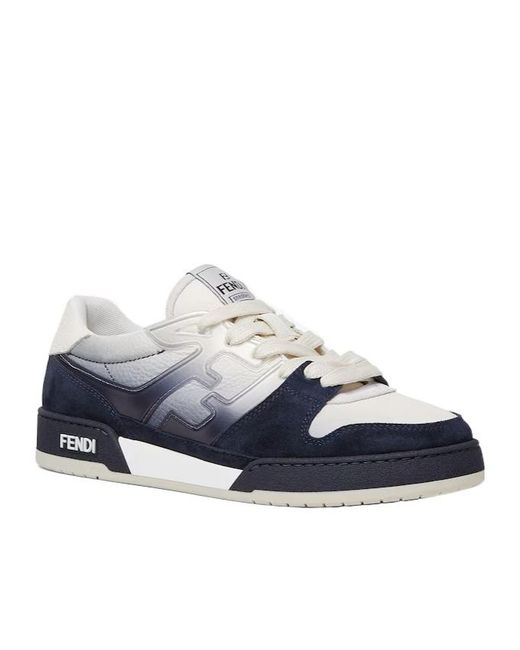 Fendi Blue Match Lace-Up Trainers for men
