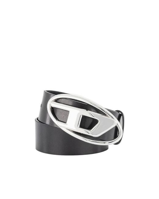 DIESEL Black B-1Dr Logo Plaque Buckled Belt