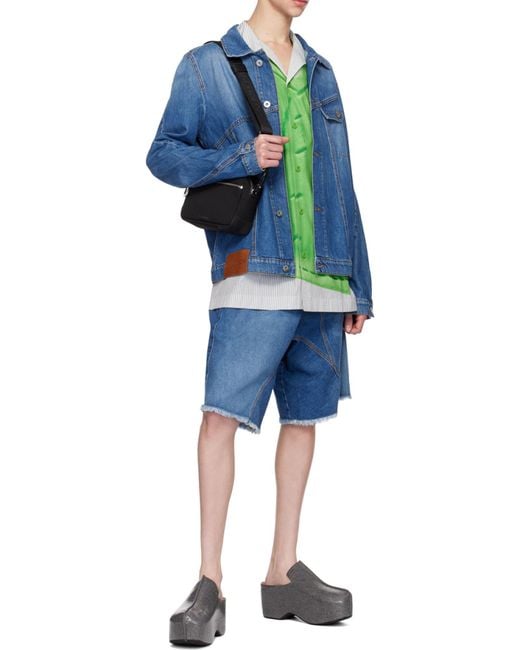 J.W. Anderson Blue Jw Anderson Logo Embroidered Twisted Denim Jacket for men
