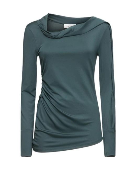 Victoria Beckham Green Smooth Draped Jersey T-Shirt