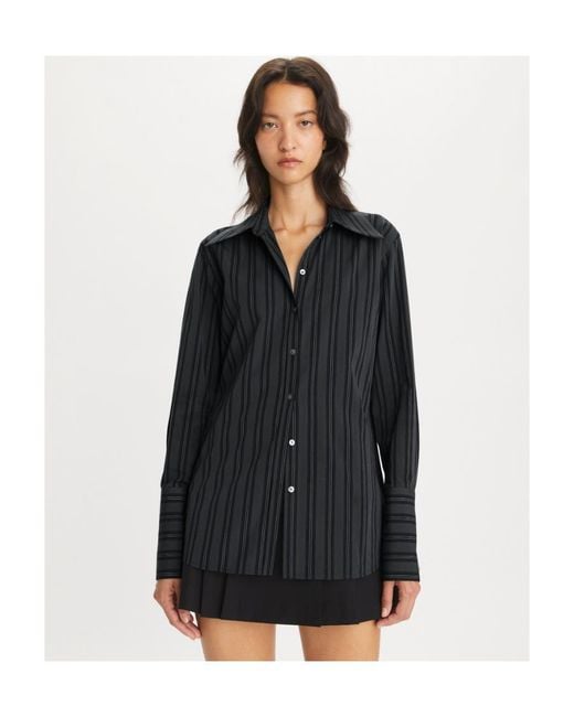 Tory Burch Black Striped Buttoned Shirt