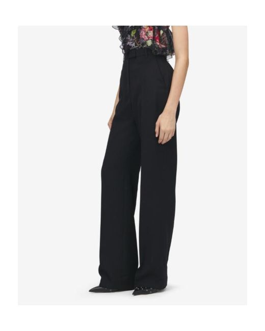 McQueen Black Wool High-Waisted Trousers