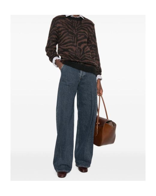 P.A.R.O.S.H. Black Zebra-Pattern Crew-Neck Sweater