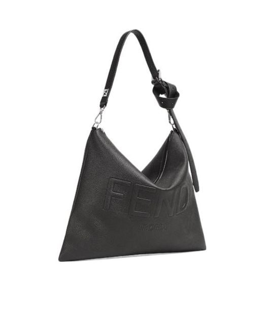 Fendi Black Roma Logo Embossed Tote Bag for men