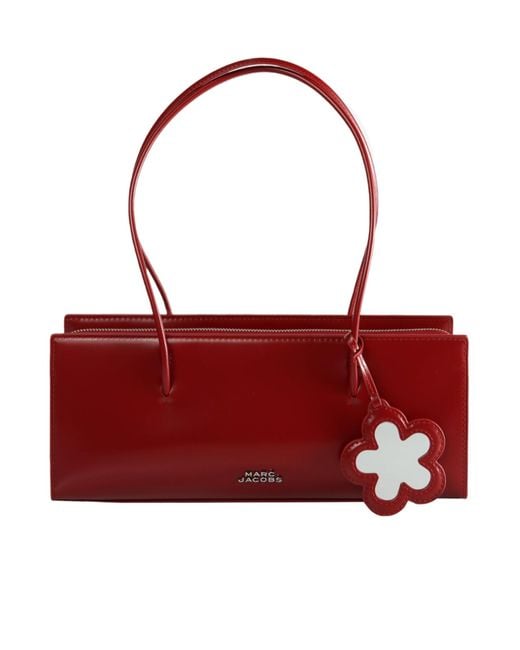 Marc Jacobs Red Flower-Embellished Leather Tote Bag