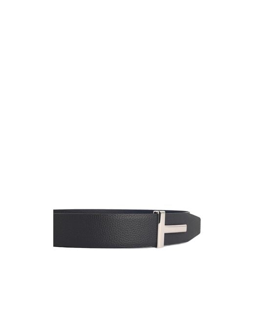 Tom Ford White T Icon Reversible Leather Belt for men