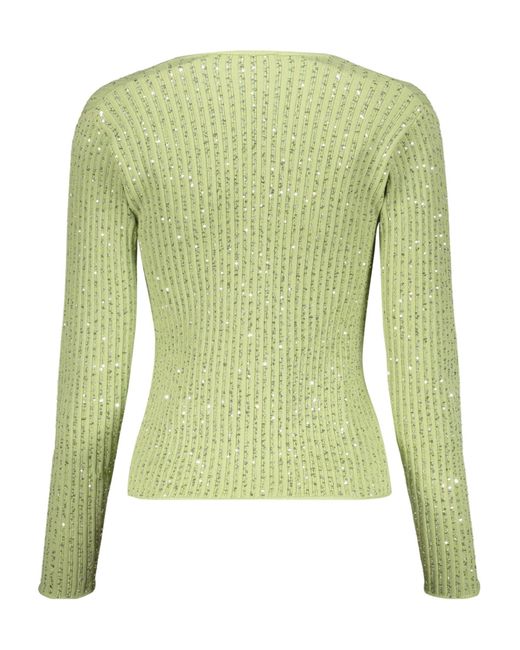Fabiana Filippi Green Ribbed Sequin Cardigan