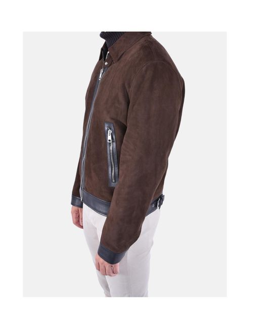 Dondup Brown Biker Zip Jacket for men