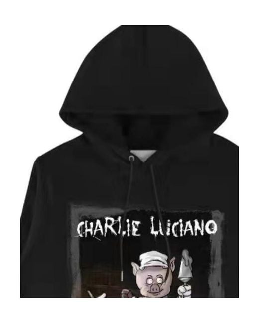 CHARLIE LUCIANO Black Three Pigs Hooded Sweater for men