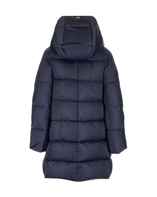 Herno Blue Zip-Up Drawstring Hooded Jacket