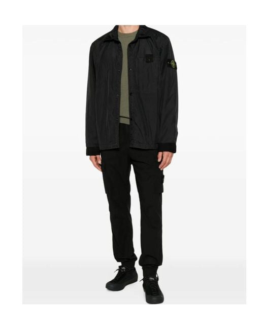 Stone Island Black Logo-Patch Jacket for men