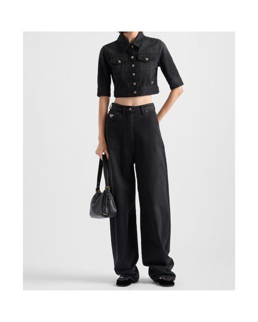 Prada Black Cropped Denim Jacket