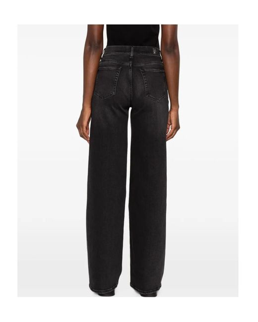 7 For All Mankind Blue Lotta Faded-Effect Wide-Leg Jeans