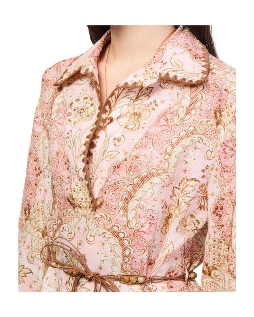 Zimmermann Pink Daylight Mini Tunic Dress