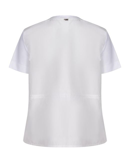 Herno White Sheer Back Drawstring T-Shirt