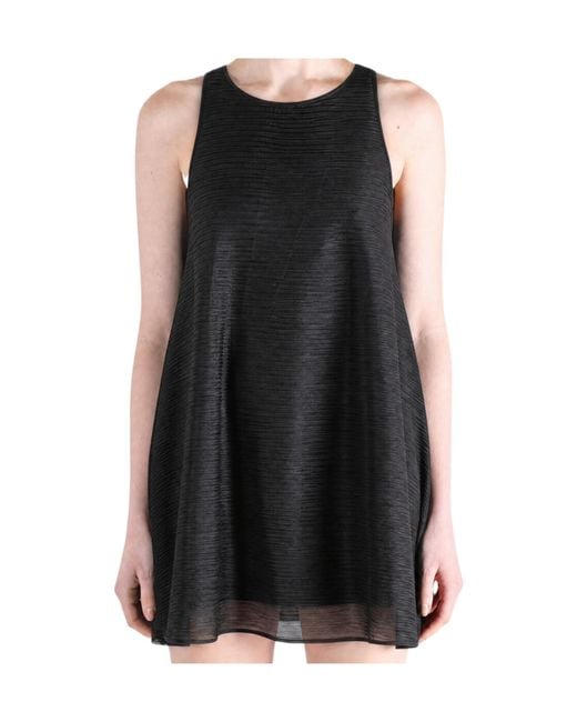 Amomento Black Pleats Hourglass Mini Dress