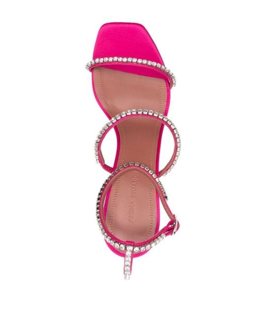 AMINA MUADDI Pink Square-Headed High-Heeled Sandals