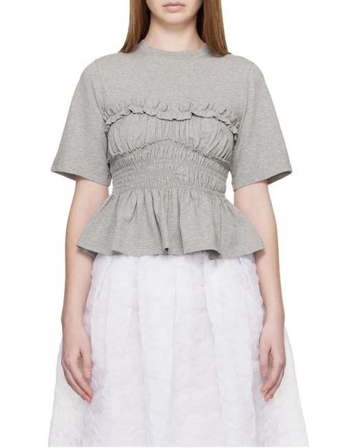 CECILIE BAHNSEN Gray Round-Neck T-Shirt
