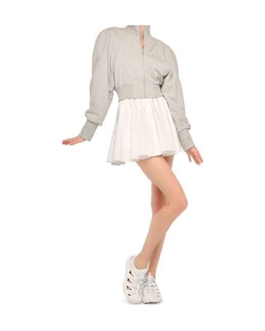 Norma Kamali White Oversized Turtle Bomber Jacket