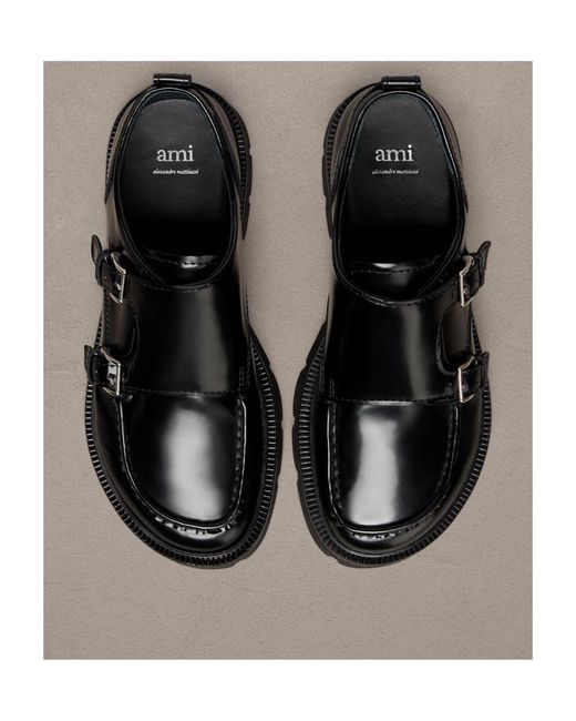 AMI Black Round-Head Casual Shoes for men