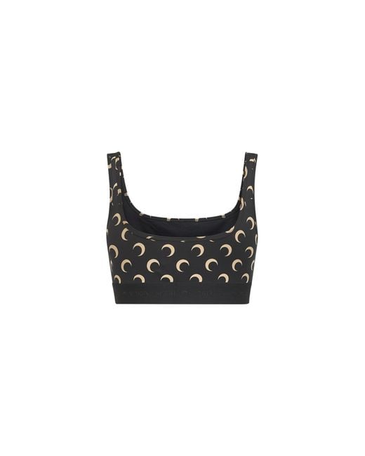 MARINE SERRE Black Moon-Printed Sleeveless Sports Bra