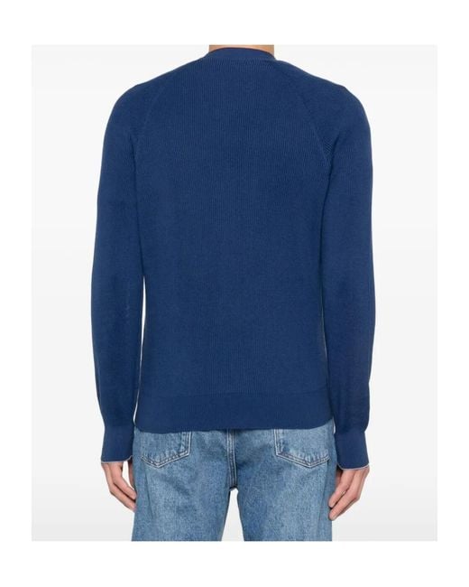 Brunello Cucinelli Blue English Rib Knit Cardigan for men