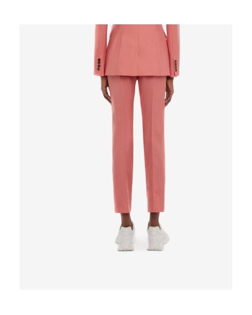McQueen Pink High-Waisted Tapered Trousers