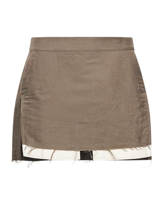 Rick Owens Brown Zipper Skirt
