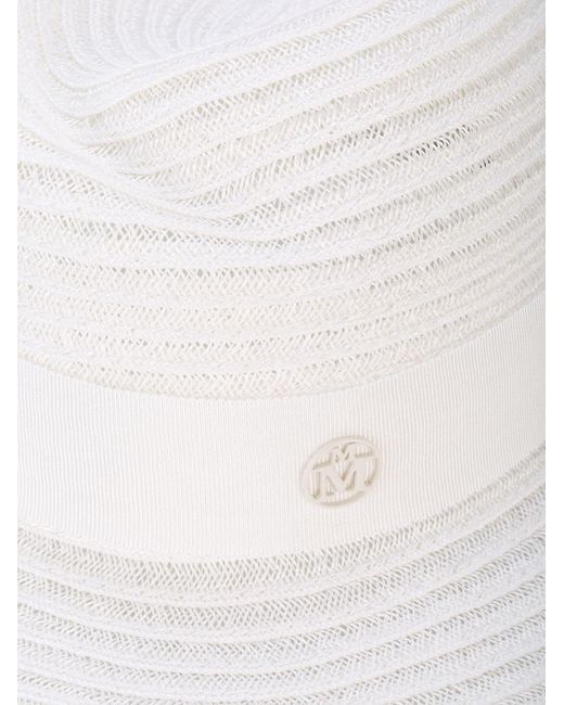 Maison Michel White Logo Plaque Virginie Hat