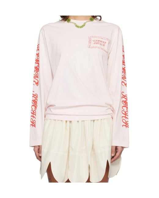 Simone Rocha Pink Printed Long-Sleeved T-Shirt