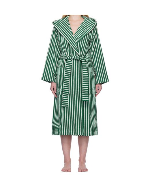 Tekla Green Striped Robe for men