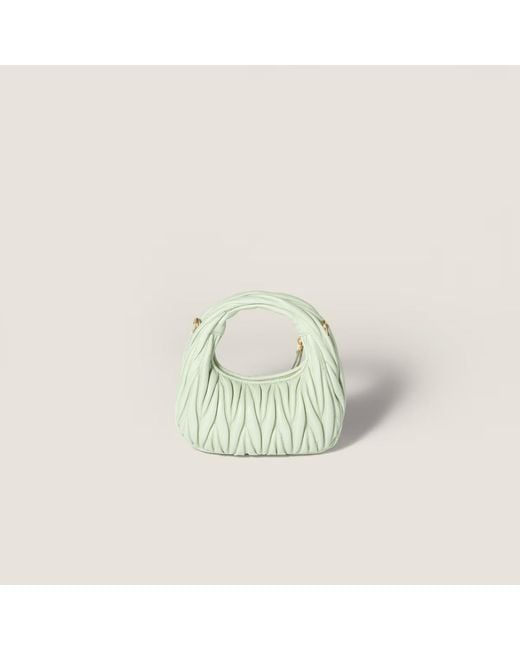 Miu Miu Green Wander Matelassé Nappa Leather Hobo Mini-Bag