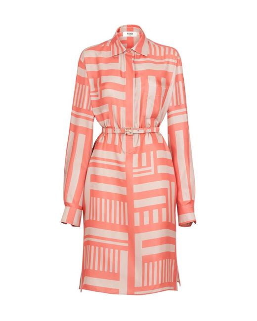 Fendi Pink Printed Silk Dress