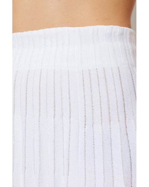 Balmain White Elastic Waist Midi Skirt