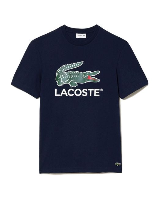 Lacoste Blue Cotton Shortsleeve Tshirt for men