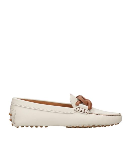 Tod's White Logo Detailed Slip-On Loafers