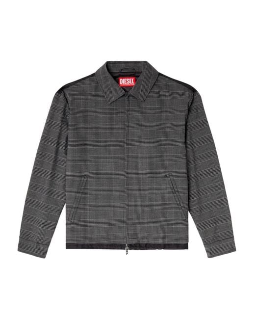 DIESEL Gray J-Ting Checked Zip-Up Shirt Jacket for men