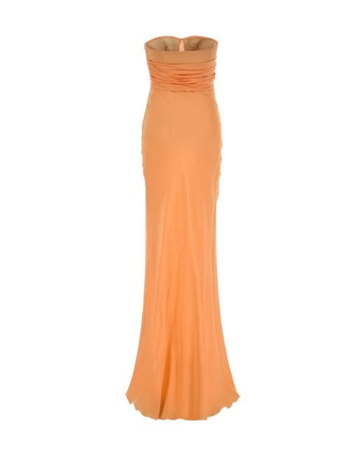 Ermanno Scervino Orange Strapless Ruched Maxi Dress