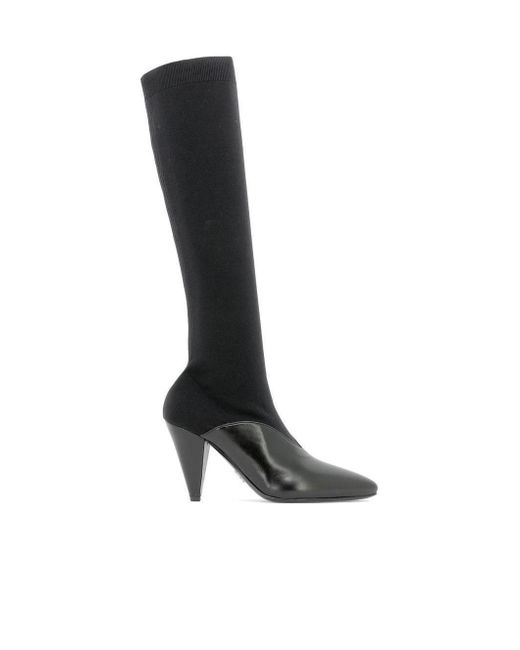 Prada Black Paneled Knee-Length Boots