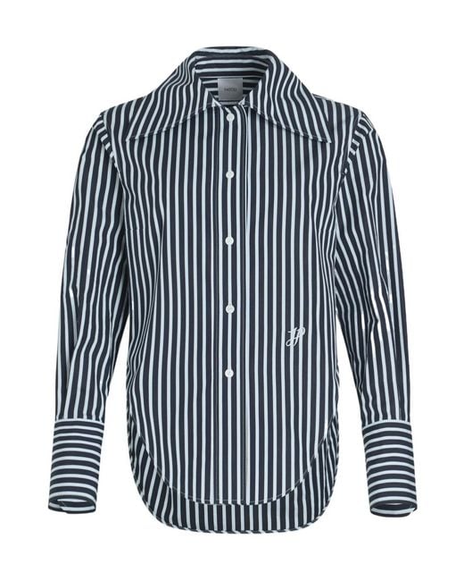 Patou Blue Striped Button-Up Blouse