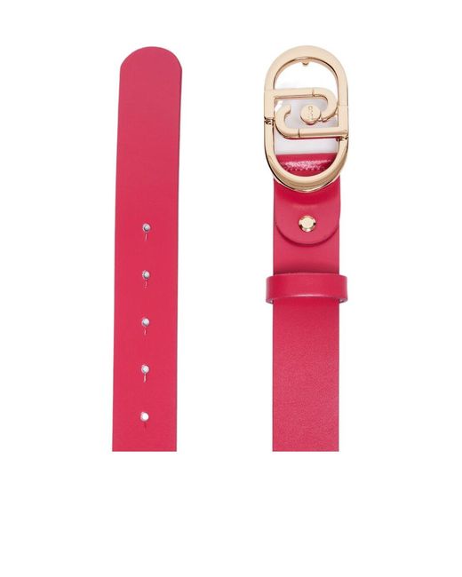 Liu Jo Pink Logo Buckled Leather Belt