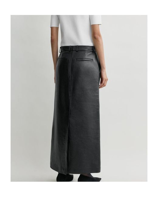 Totême Black Grained-Leather Straight Maxi Skirt