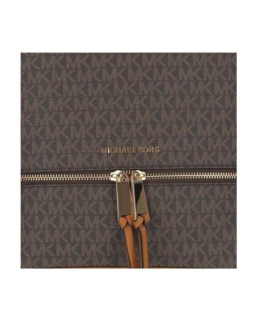 Michael Kors Brown Michael Rhea Monogrammed Medium Logo Backpack