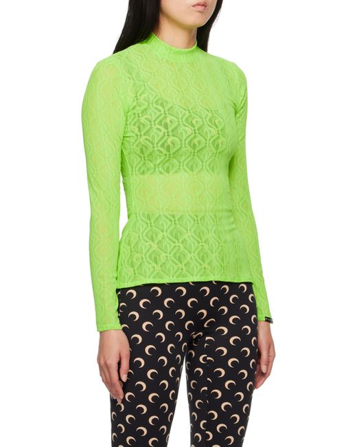 MARINE SERRE Green Translucent Long-Sleeved T-Shirt