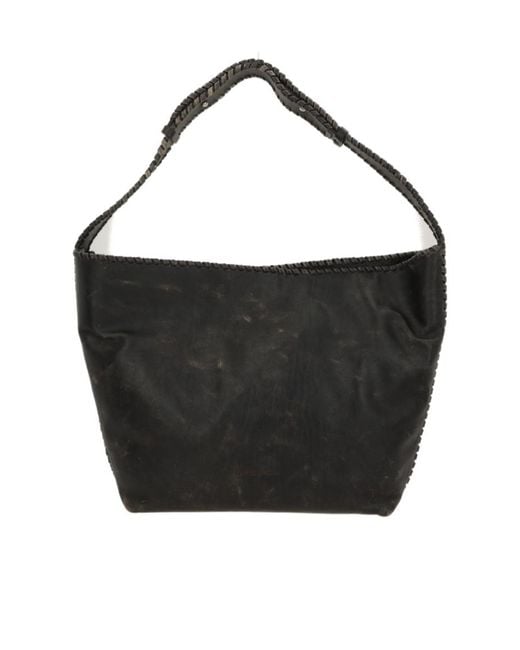Ann Demeulemeester Black Xela Whipstitch Leather Shoulder Bag