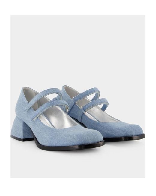 NODALETO Blue Bulla Square Toe Denim Pumps