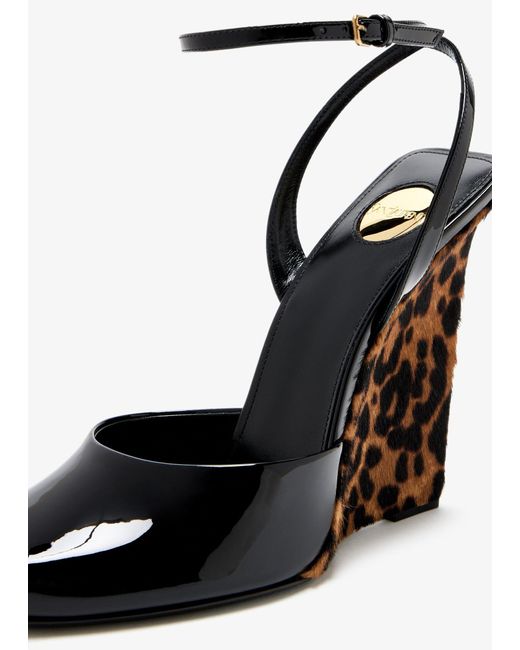 Saint Laurent Black La Scandale Wedge Sandals