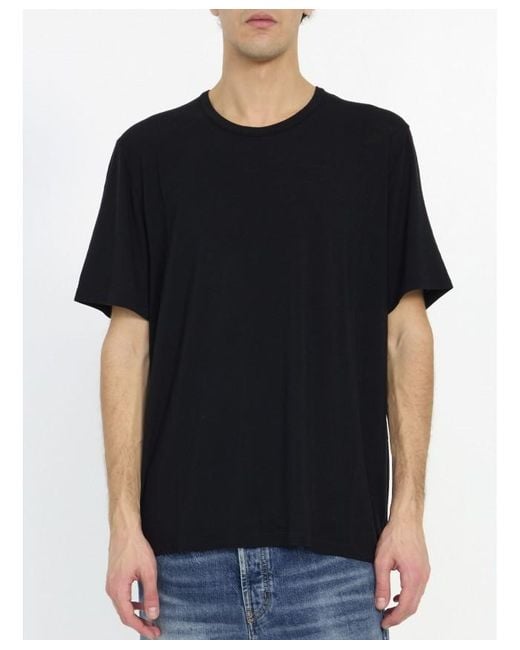 Saint Laurent Black Crewneck Short-Sleeved T-Shirt for men