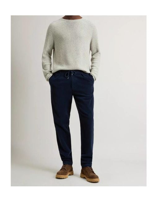 Woolrich Blue Garment-Dyed Corduroy Milton Pants for men