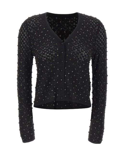 Max Mara Black Embellished V-Neck Cardigan